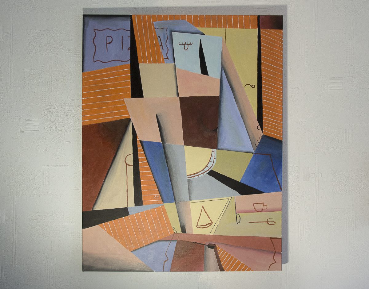 The Host – Italian Pizza, Acrylic Paint, 60 × 50 cm, 2019