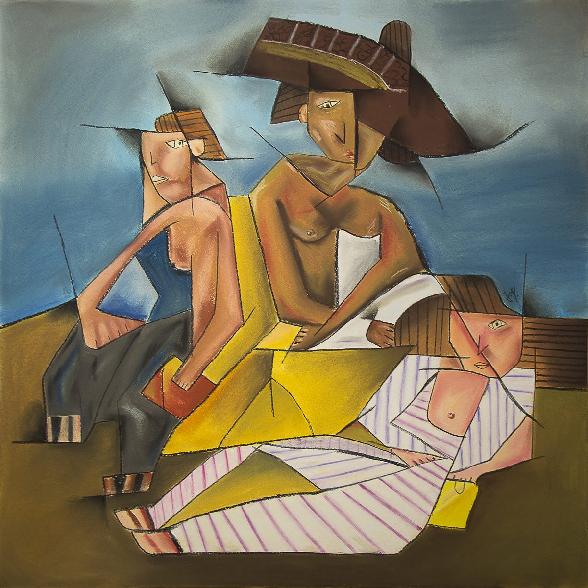 The Host – Working in the Field, Dry Pastels, 50 × 50 cm, 2019