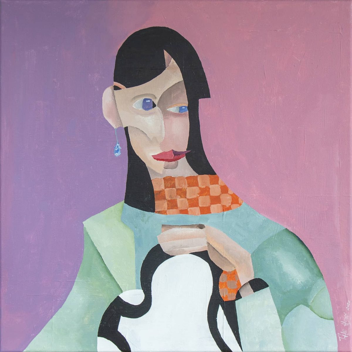 The Host – Woman with a Handbag, Acrylic Paint, 50 × 50 cm, 2020