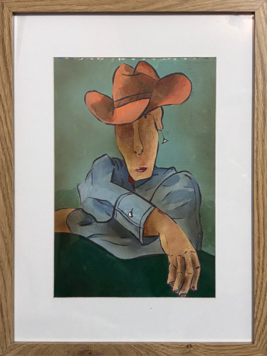 The Host - Cowboy, Acrylic on Canson Paper, A4